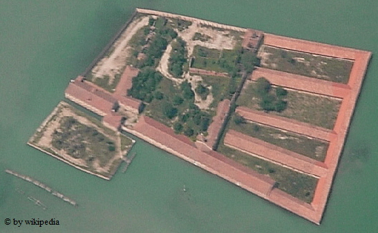 Luftaufnahme vom Lazzaretto Vecchio , Venedig Luftaufnahme vom Lazzaretto Vecchio , Venedig