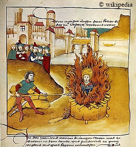 Verbrennung des Jan Hus auch Johannes Huss genannt auf dem Scheiterhaufen am 06.07.1415 in Konstanz. Darstellung aus der Spiezer Chronik von 1485 - Für eine größer Bilddarstellung klicken Sie bitte auf das Bild. Verbrennung des Jan Hus auch Johannes Huss genannt auf dem Scheiterhaufen am 06.07.1415 in Konstanz. Darstellung aus der Spiezer Chronik von 1485 - Für eine größer Bilddarstellung klicken Sie bitte auf das Bild.